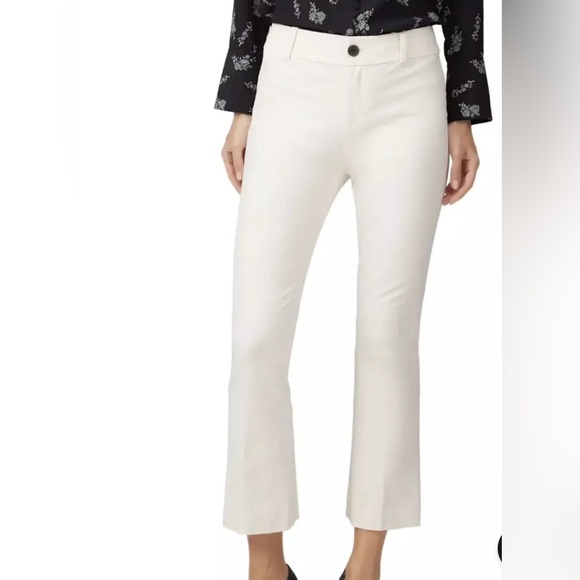CLUB MONACO Kick Crop Flare Ankle Pants Summer Stretchy Creamy White‎ Cotton 2 - Picture 1 of 17